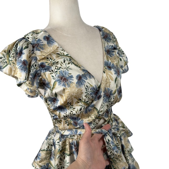 En Saison Dahlia Floral Puff Sleeve Mini Dress NWT Cottagecore Romantic Dress M - Picture 7 of 16